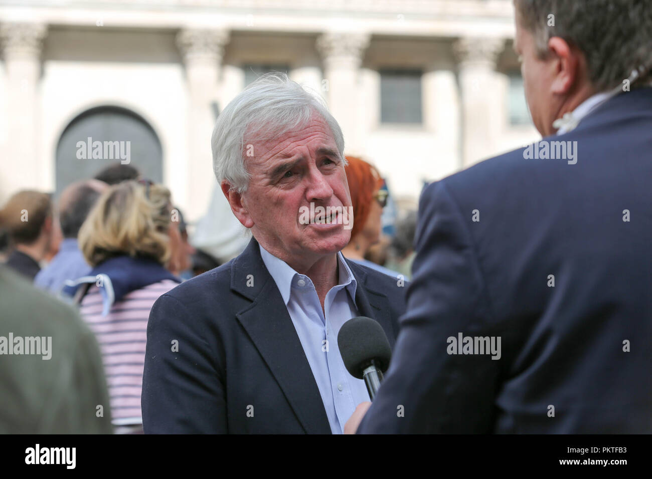 London, UK. 15th Sept, 2018. Shadow Chancellor John McDonnell. Ten years since the collapse of Lehman Brothers Bank, protesters and speakers hold a protest to ask what has changed since in the financial sector. Credit: Penelope Barritt/Alamy Live News Stock Photo