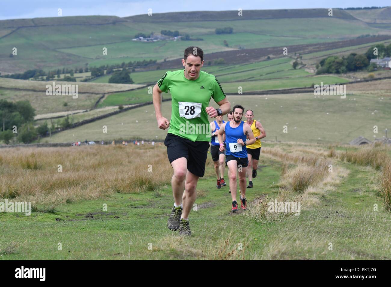 Little Hayfield, High Peak Derbyshire UK 15 September 2018 Runners in