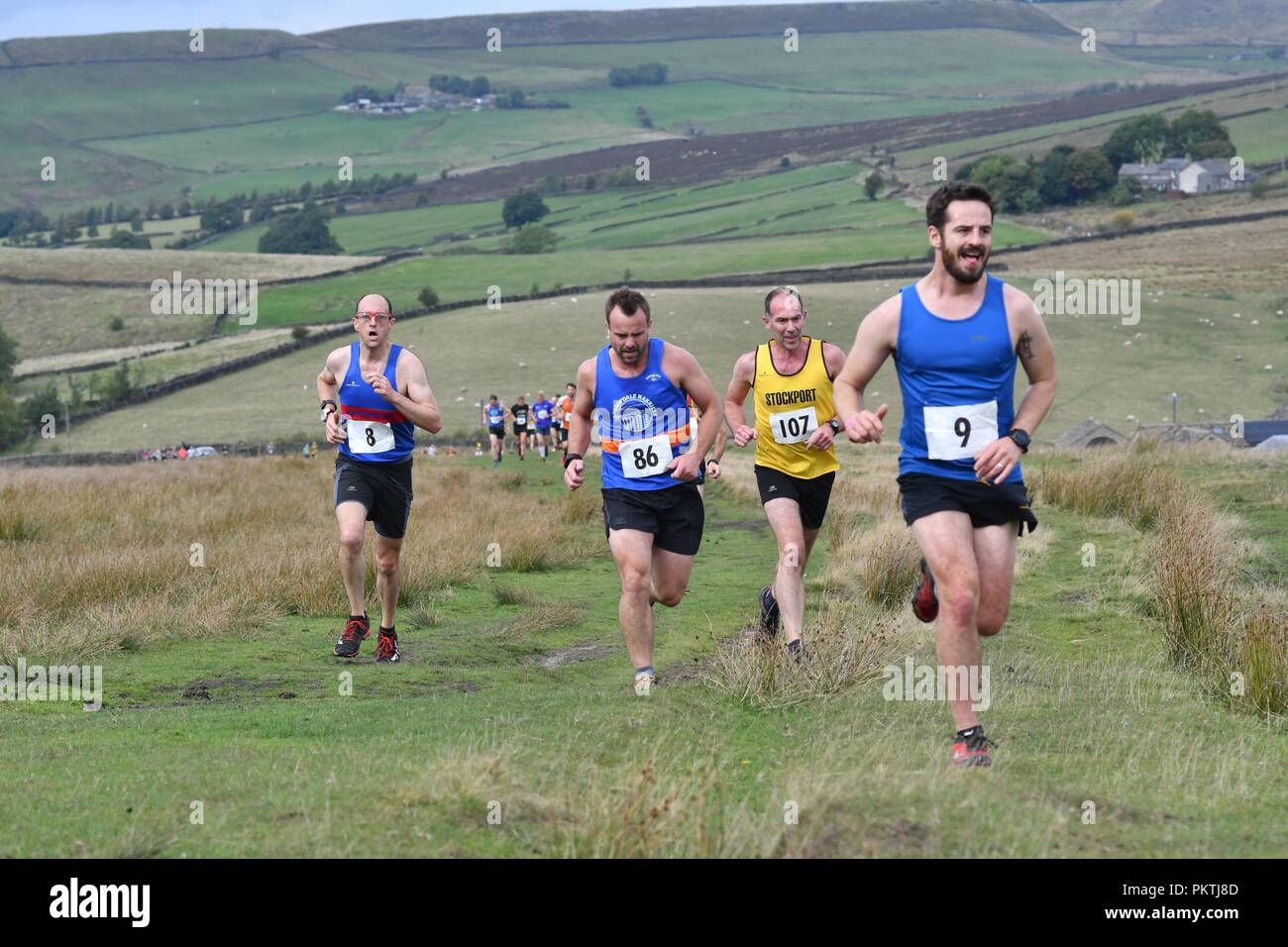 Little Hayfield, High Peak Derbyshire UK 15 September 2018 Runners in