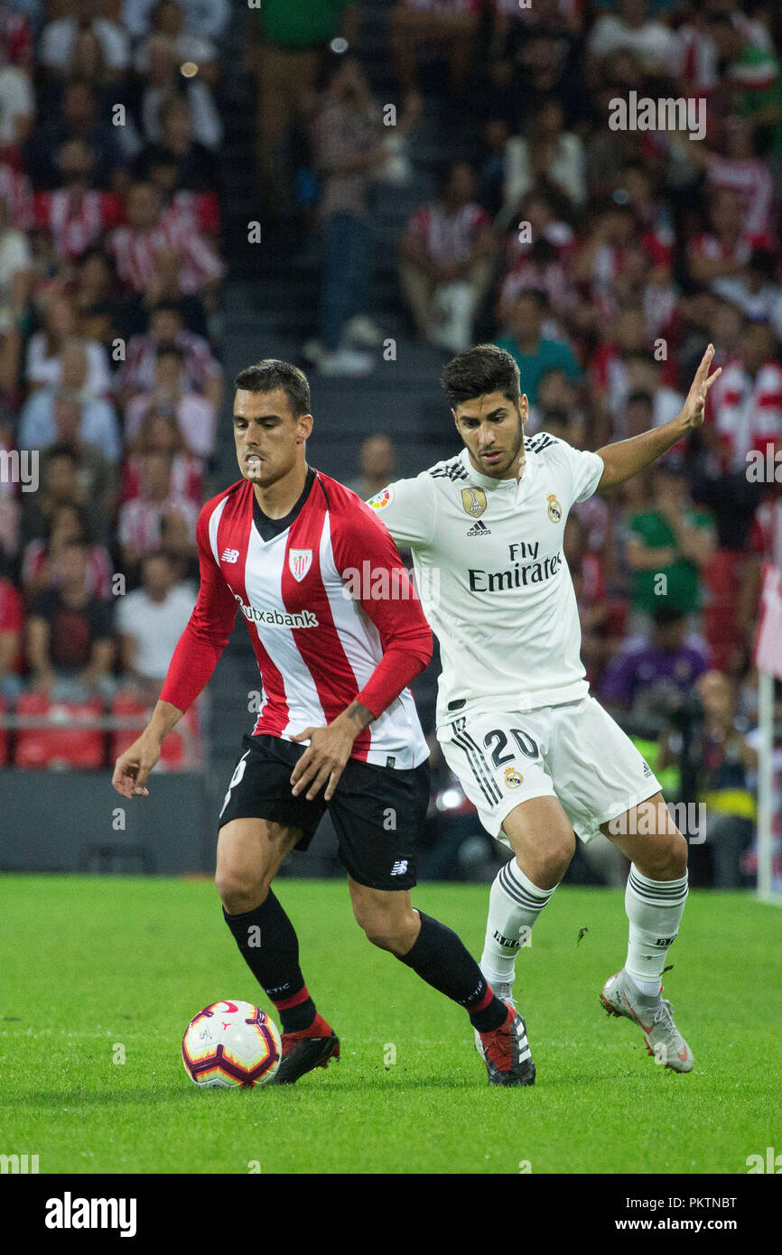 Dani Garcia of Athletic Club and Asensio of Real Madrid in action during the match played in Anoeta Stadium between Athletic Club and Real Madrid CF in Bilbao, Spain, at Sept. 15th 2018. 15th Sep, 2018. Photo UGS/AFP7 Credit: AFP7/ZUMA Wire/Alamy Live News Stock Photo