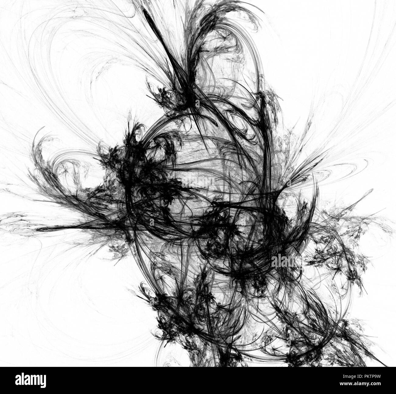 Abstract black and white fractal on white background. Fantasy fractal