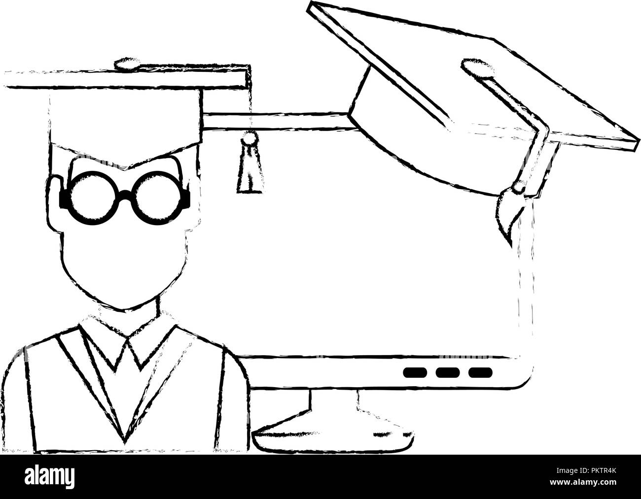 student graduation with computer and hat Stock Vector Image & Art - Alamy