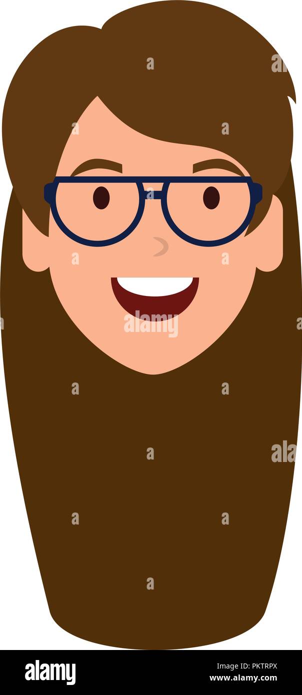beautiful woman with glasses head character Stock Vector Image & Art