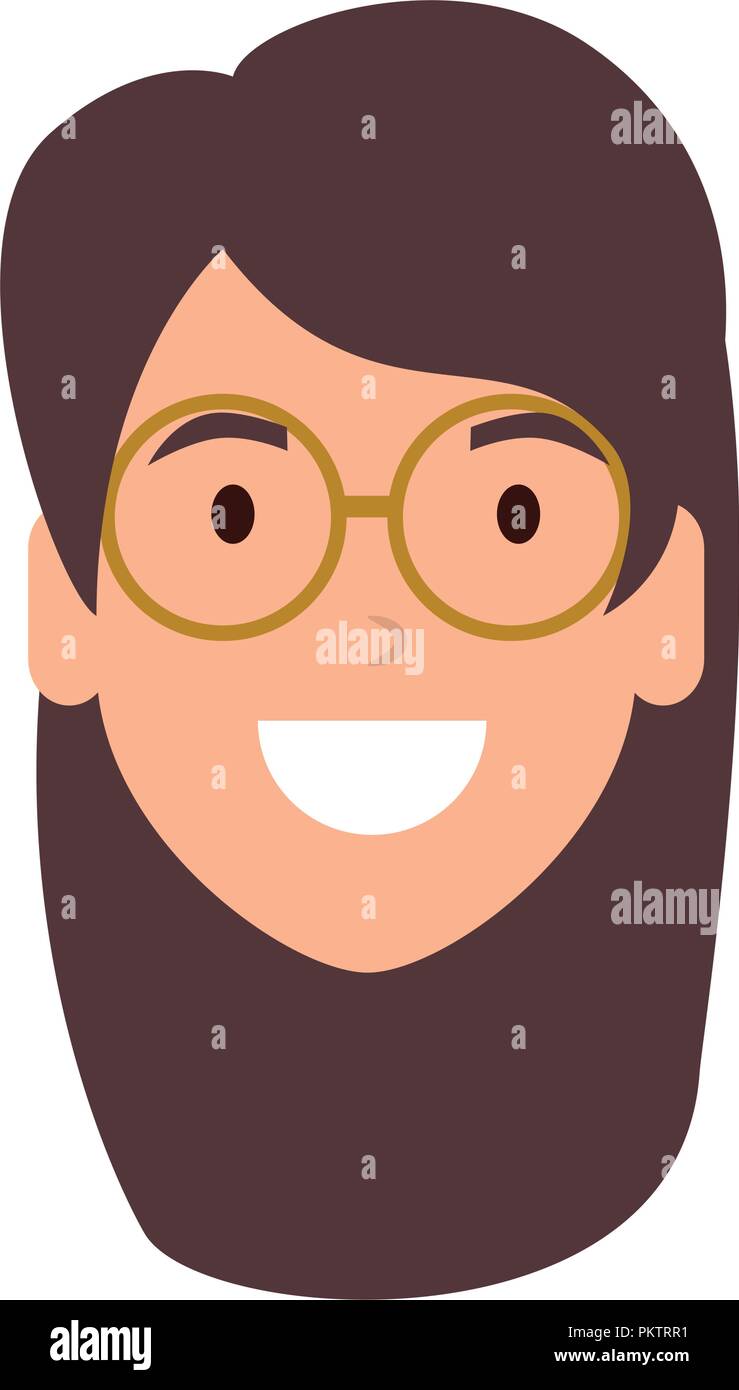 beautiful woman with glasses head character Stock Vector Image & Art