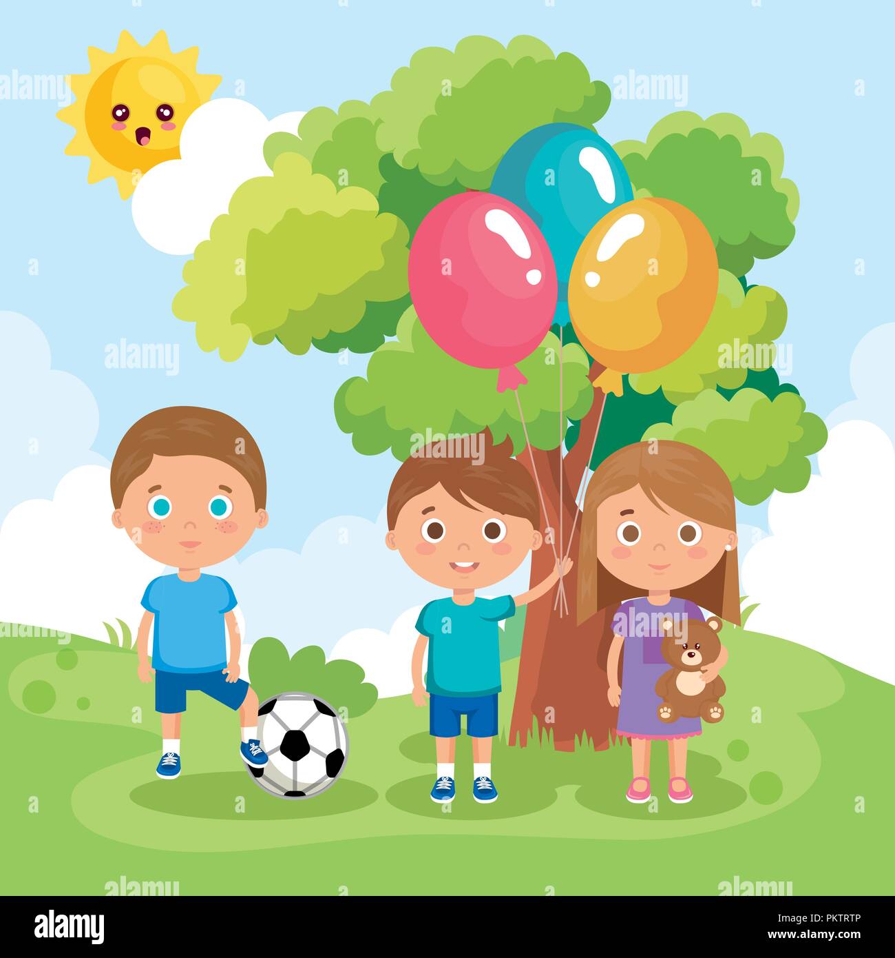 little kids group playing on the park Stock Vector Image & Art - Alamy