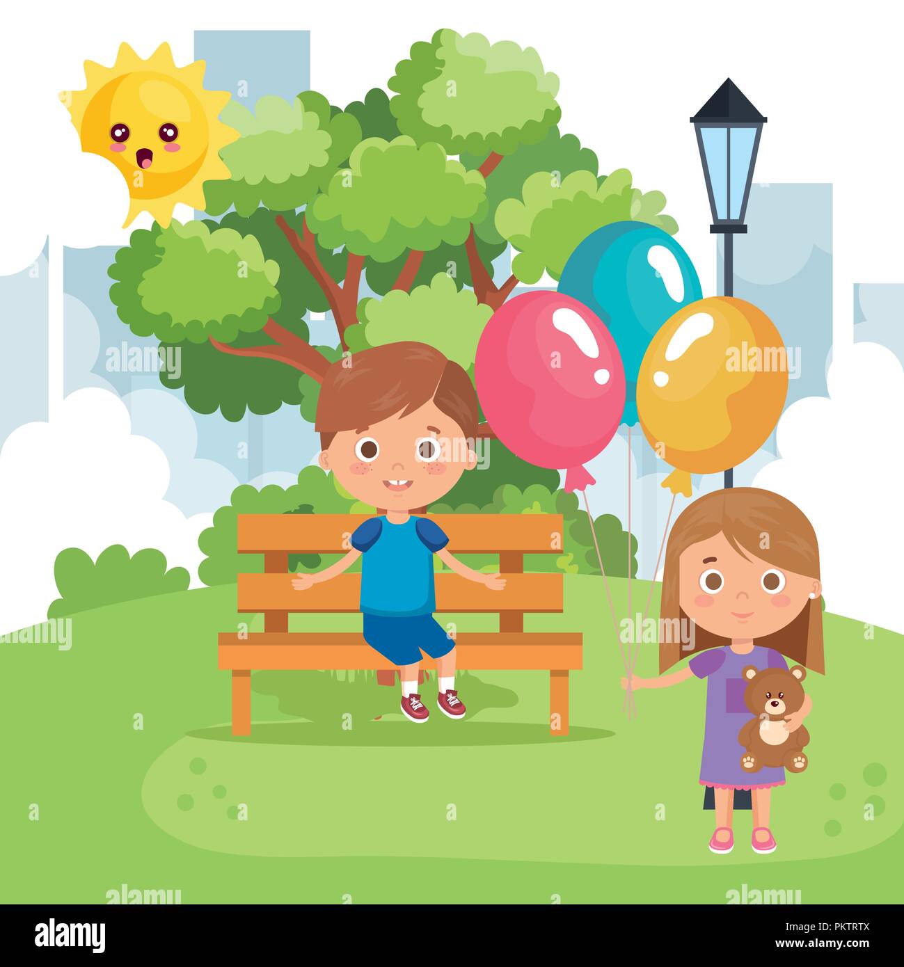 little kids couple playing on the park Stock Vector Image & Art - Alamy