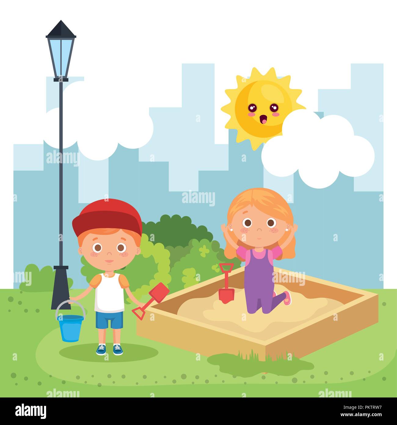 little kids couple playing on the park Stock Vector Image & Art - Alamy