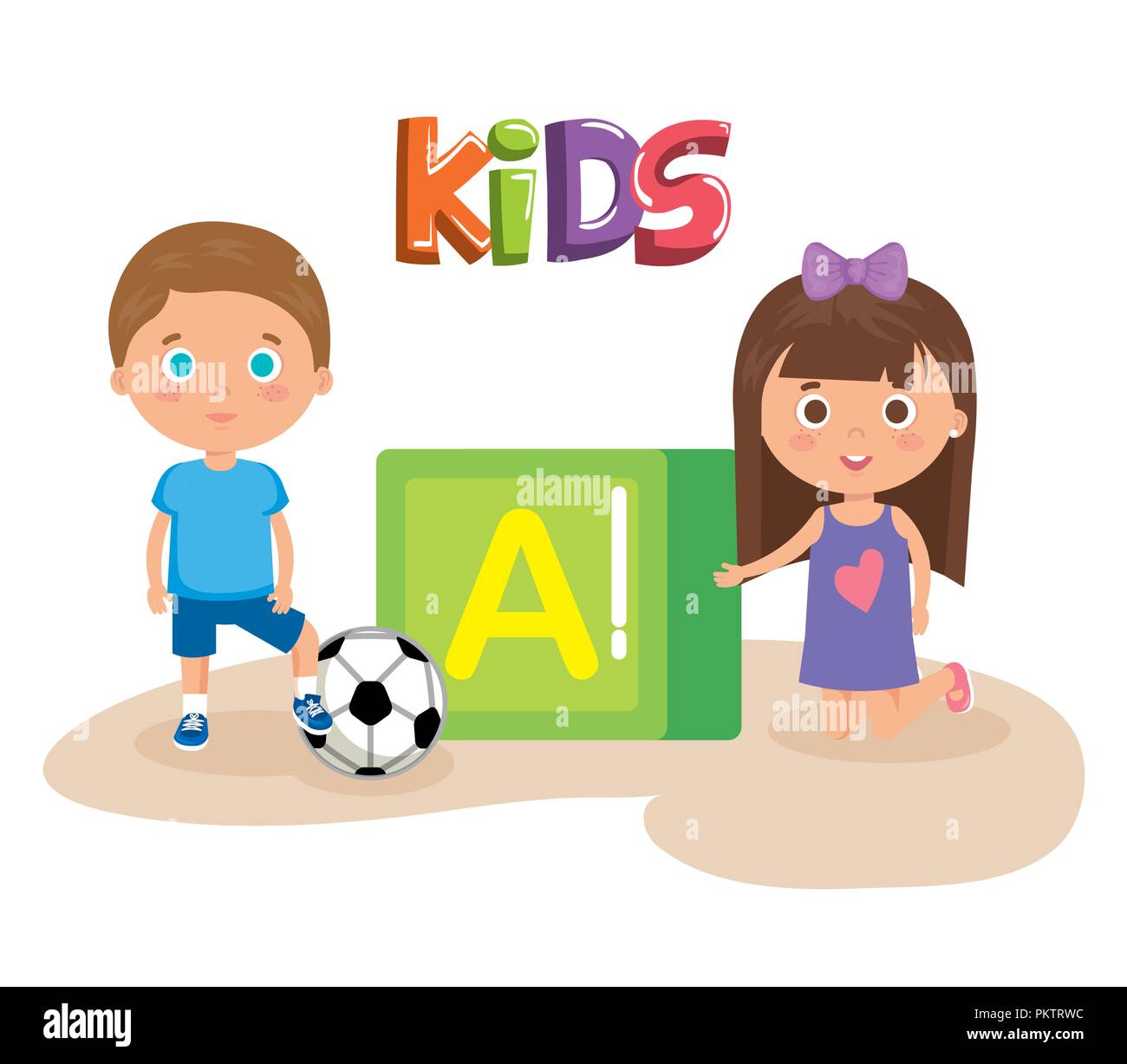 little kids couple playing with block Stock Vector Image & Art - Alamy