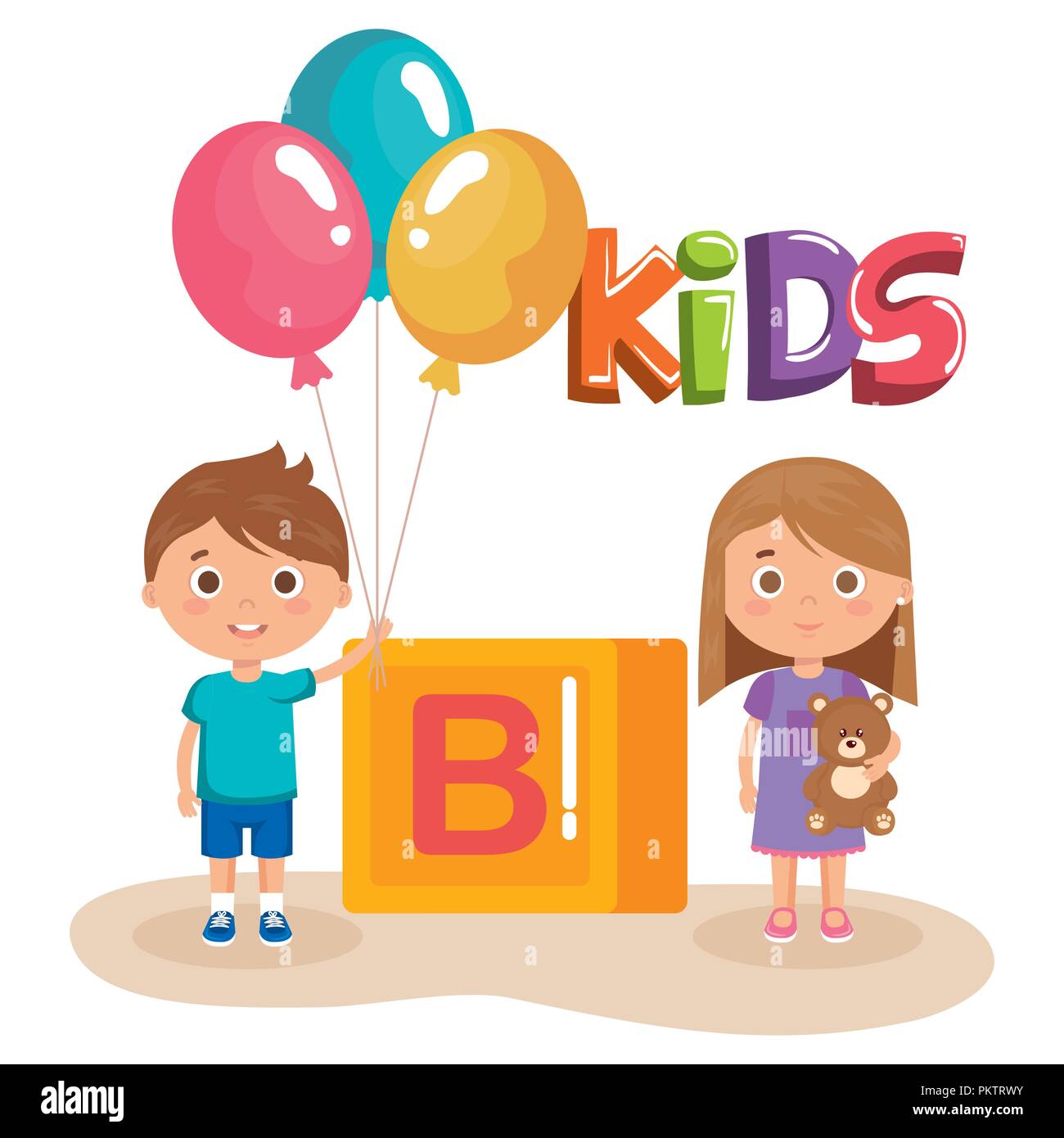 little kids couple playing with block Stock Vector Image & Art - Alamy