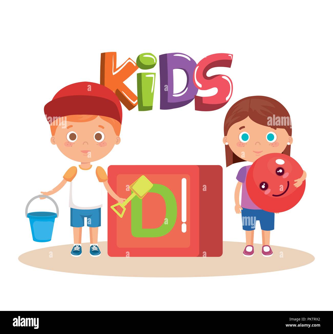 little kids couple playing with block Stock Vector Image & Art - Alamy