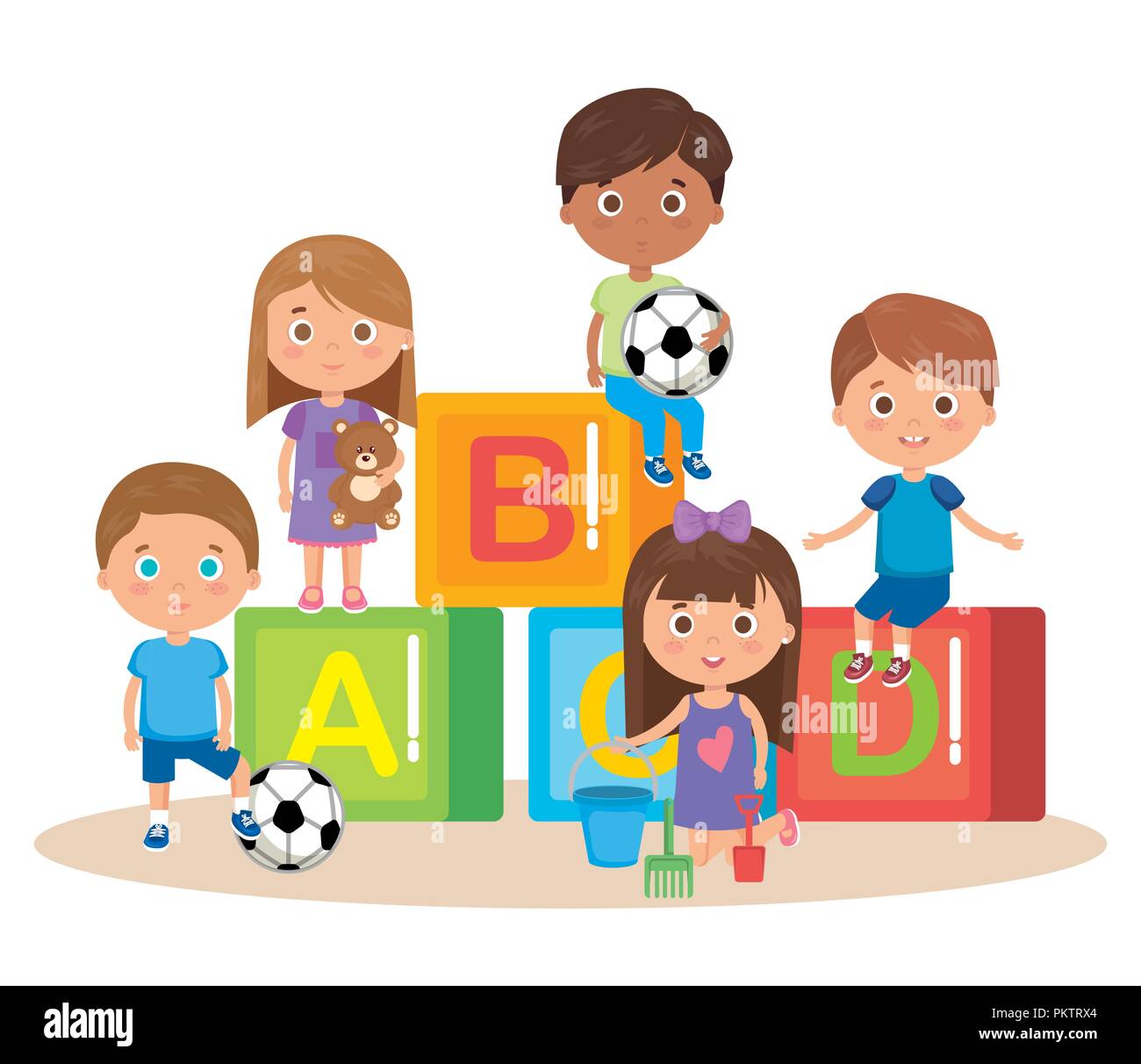 group of little kids playing with blocks Stock Vector Image & Art - Alamy