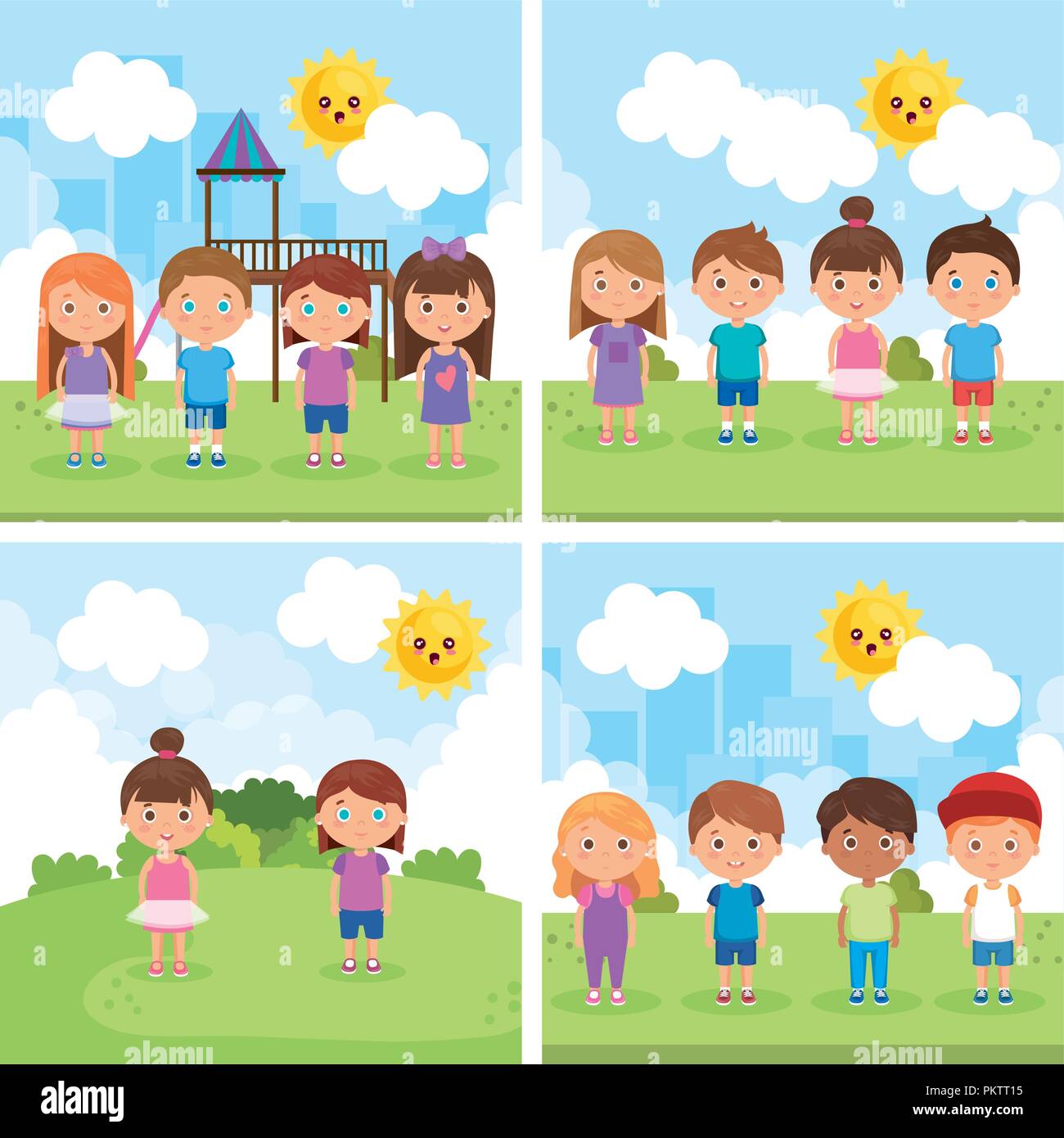 little kids group playing on the park Stock Vector Image & Art - Alamy