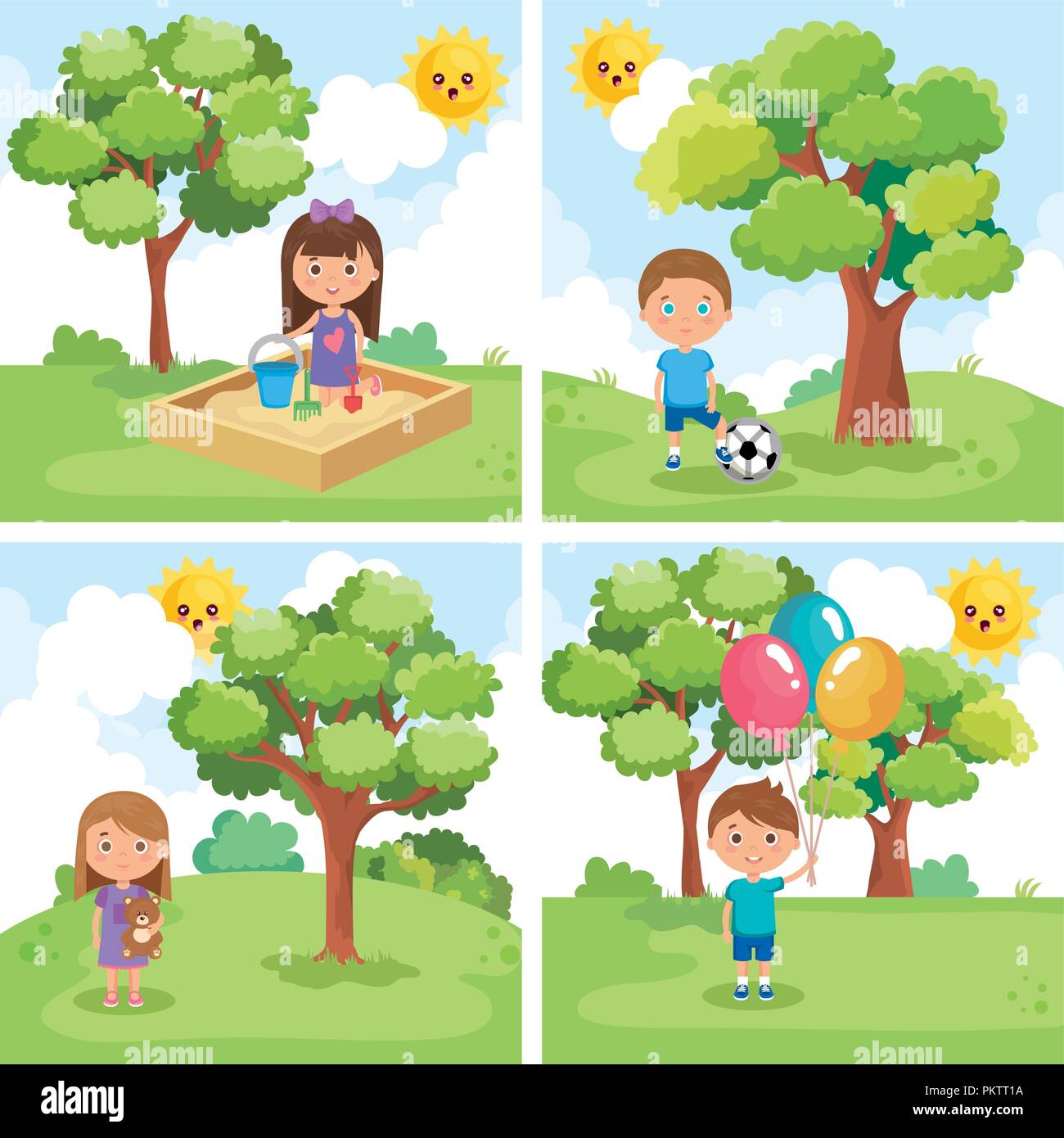 little kids group playing on the park Stock Vector Image & Art - Alamy