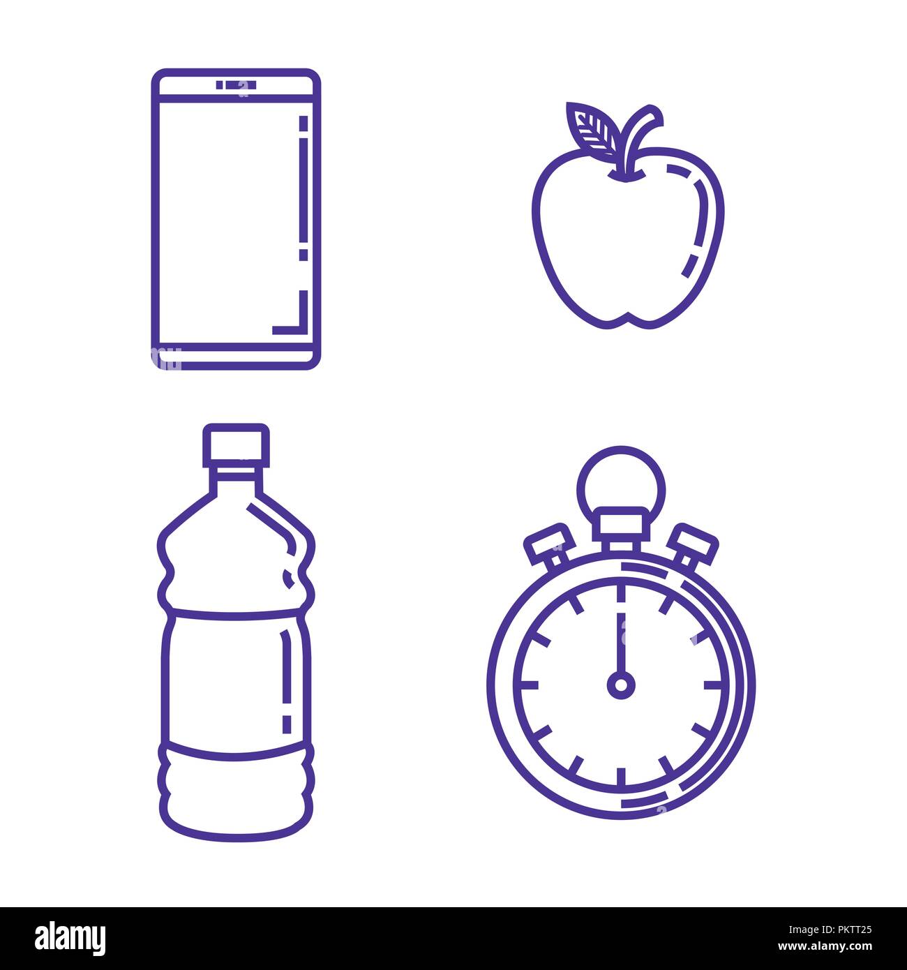 healthy and fitness lifestyle set icons Stock Vector Image & Art - Alamy