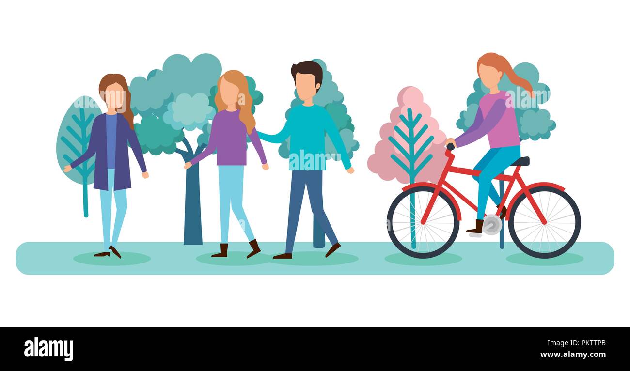 group of people on the park Stock Vector Image & Art - Alamy