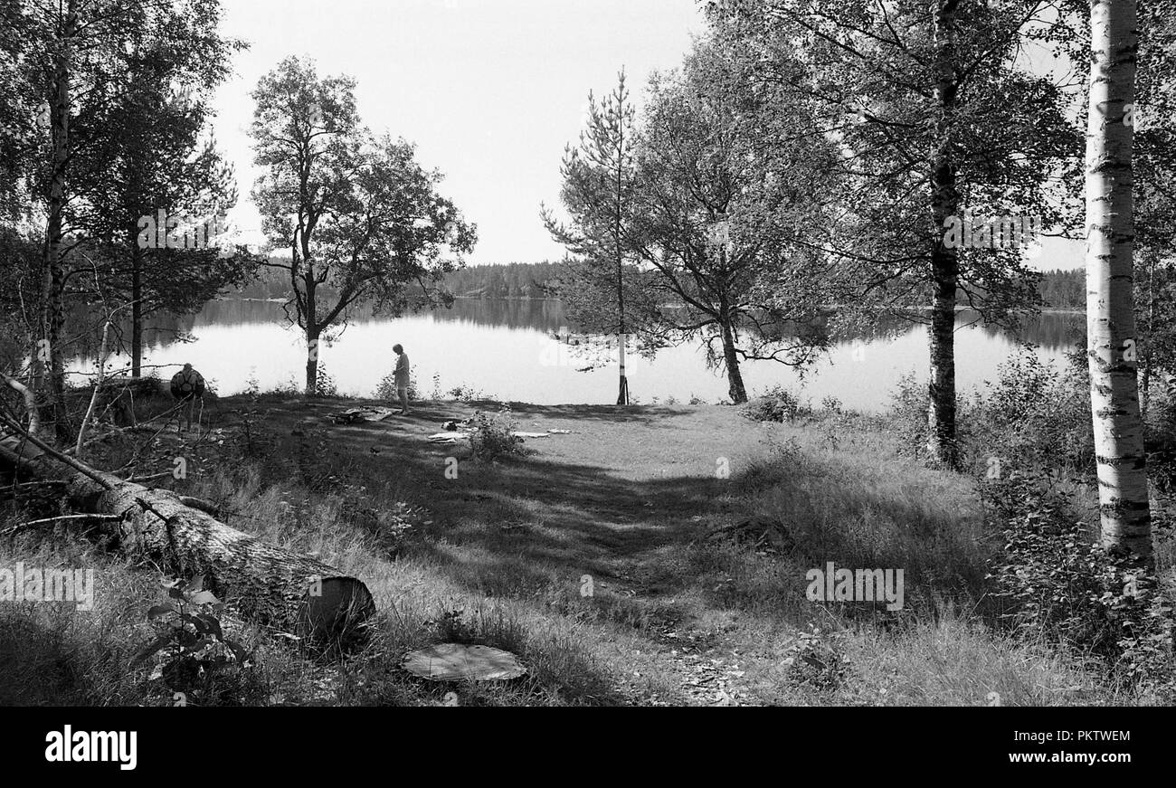 Lake and woods in Scandinavia Sweden, black and white Stock Photo - Alamy