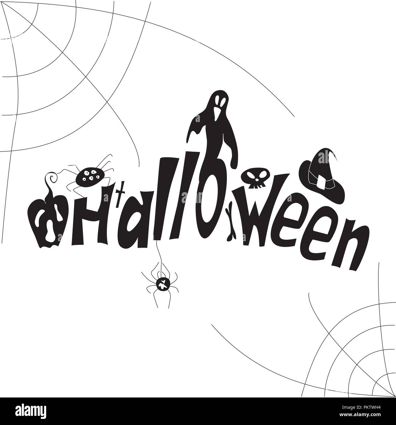 Happy Halloween hand drawn illustrations and elements. Stock Vector