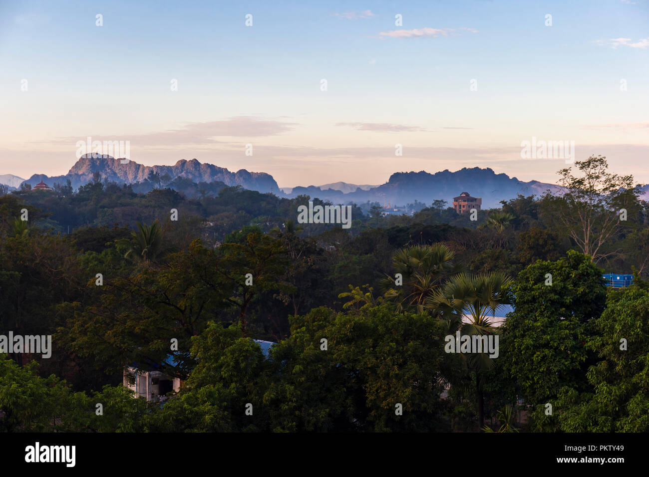 Morning hour at Hpa-An city, Myanmar Stock Photo