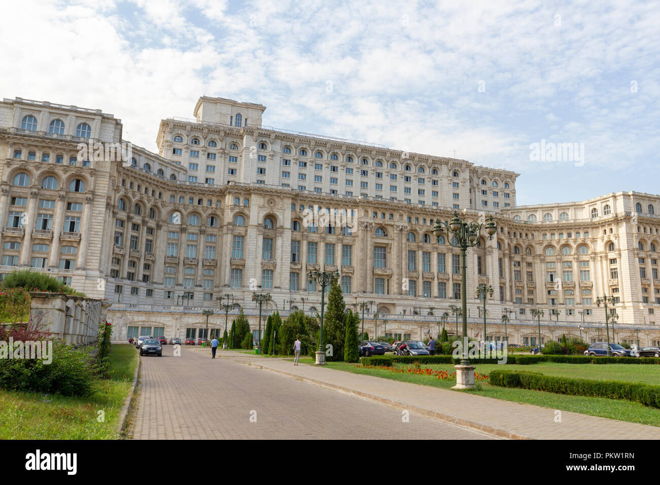 The Palace of the Parliament, House of the Republic, the second largest administrative buildings in the world, Bucharest, Romania. Stock Photo