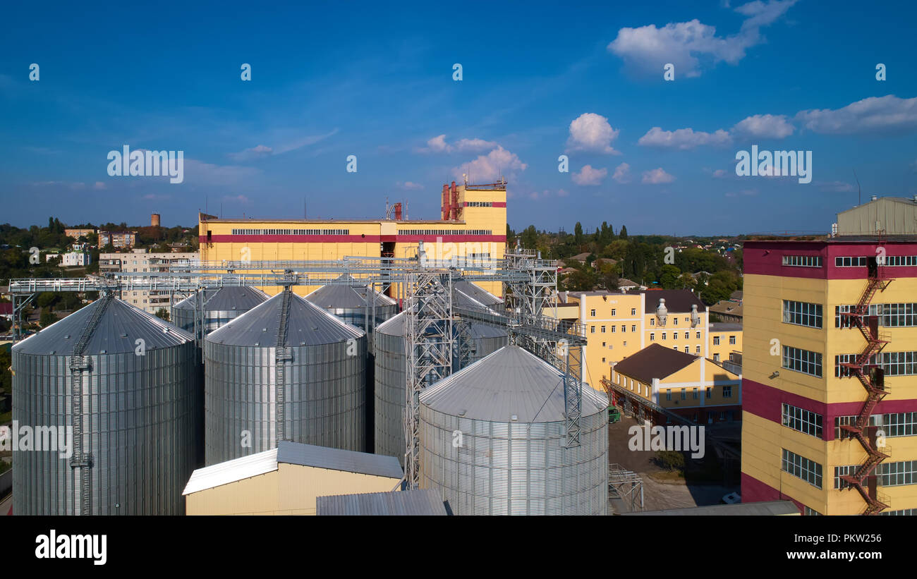 Agricultural Silo. Storage and drying of grains, wheat, corn, soy ...