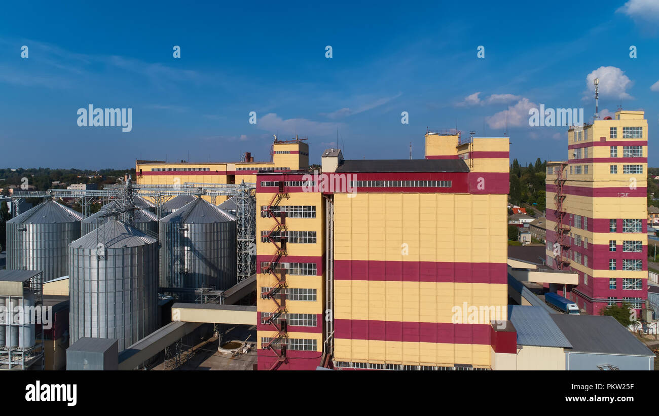 Agricultural Silo. Storage and drying of grains, wheat, corn, soy ...