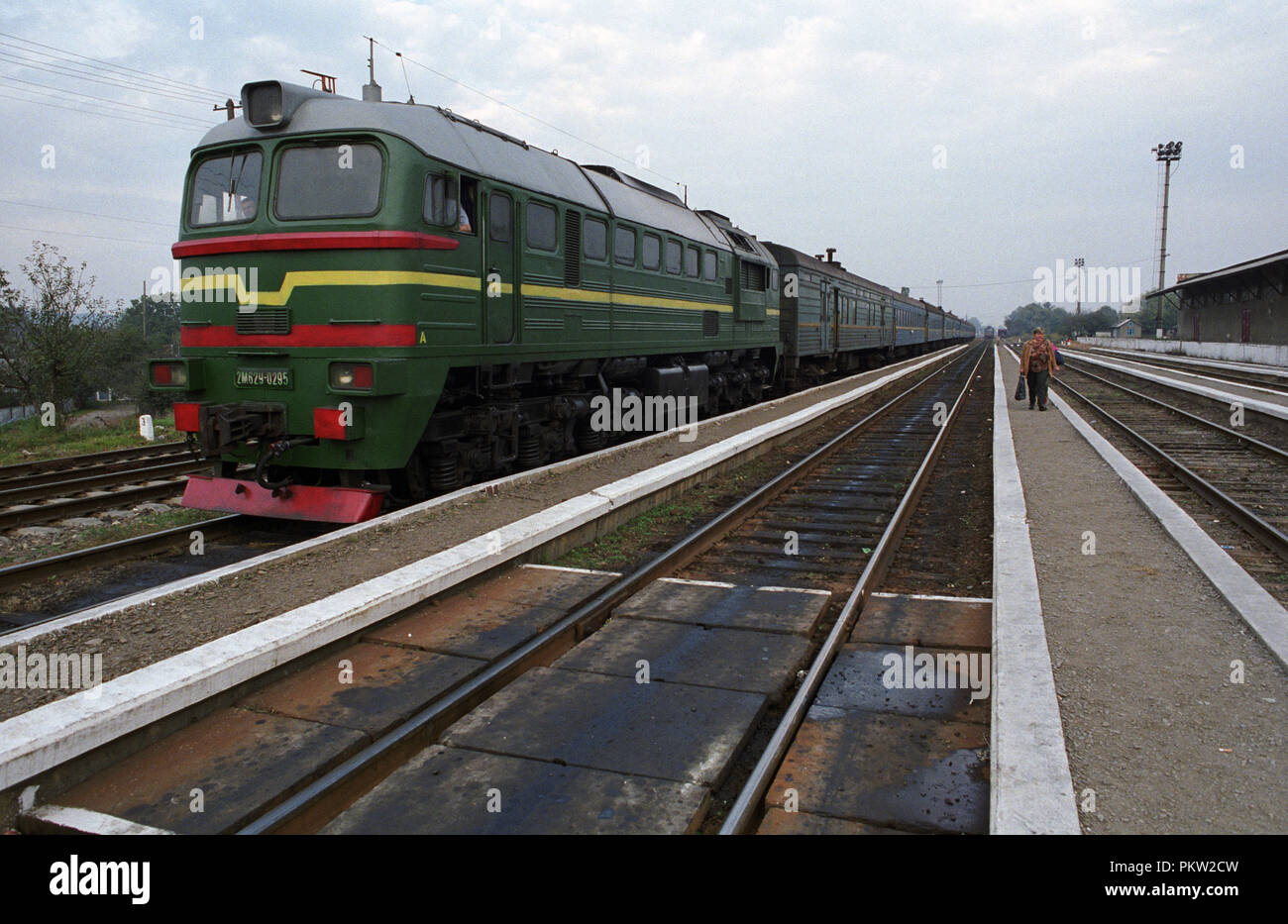 Passenger train in Ukraine Stock Photo