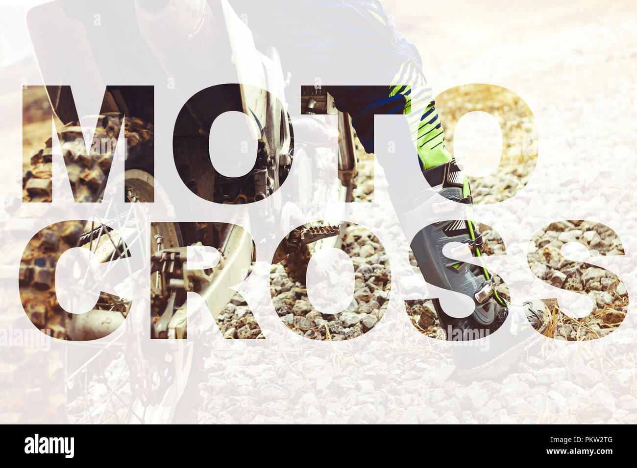 Close-up of biker sitting on motorcycle in starting point before the ...