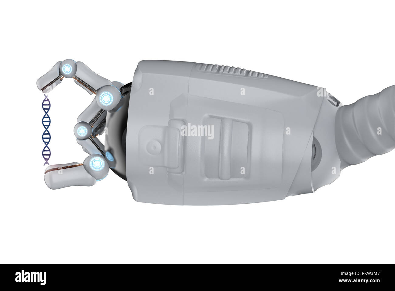 3d rendering robotic hand holding dna helix Stock Photo - Alamy