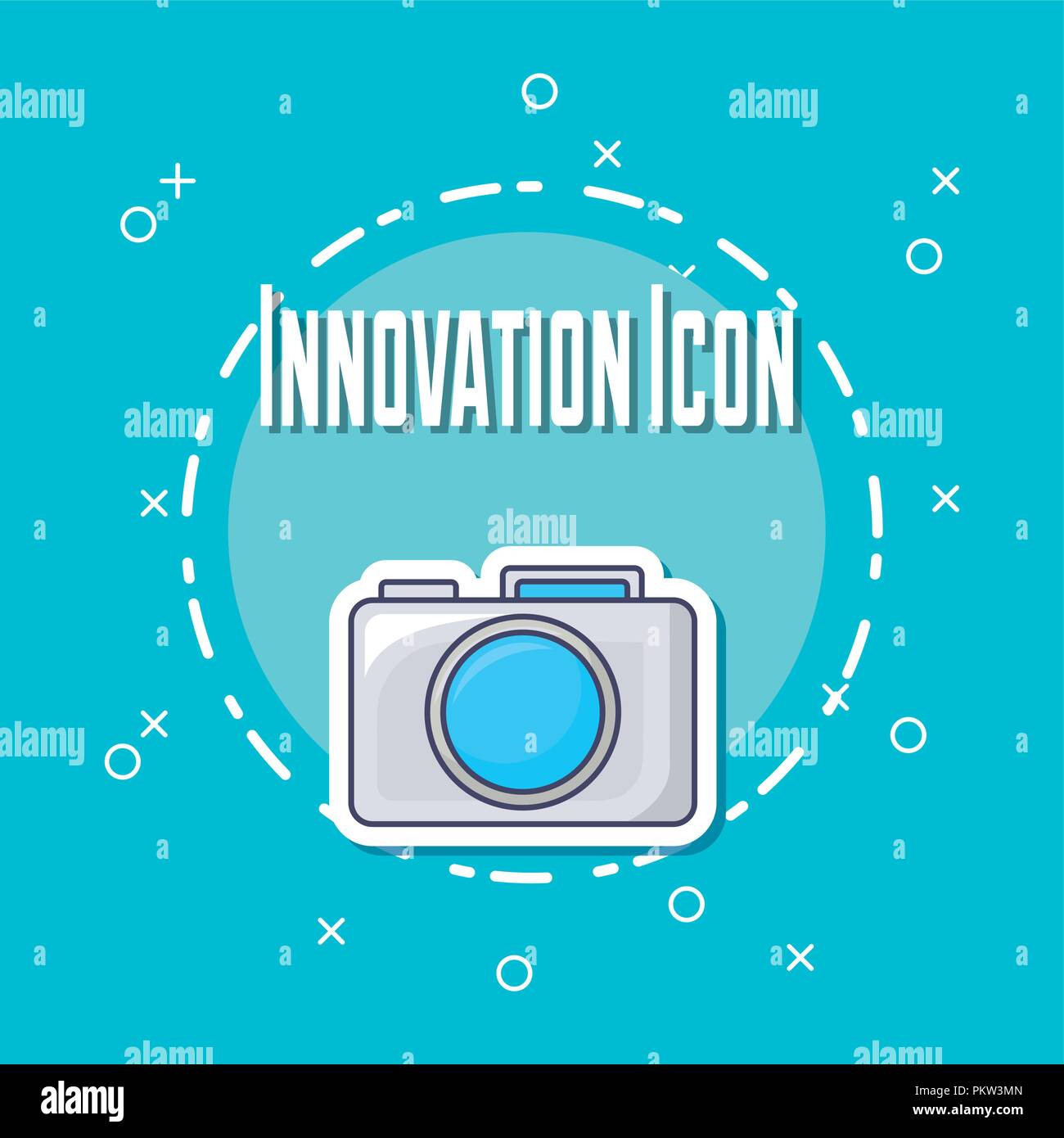 innovation and technology design with camera icon over blue background ...