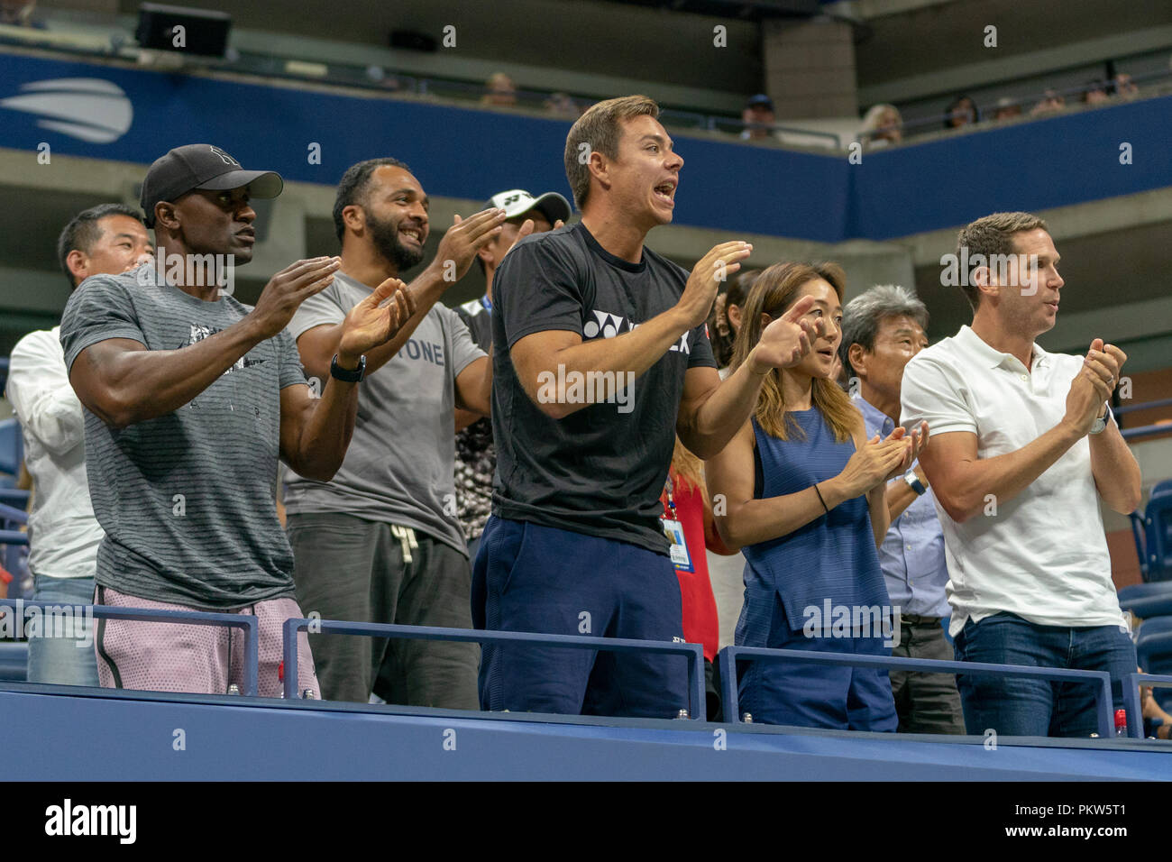 Team Osaka Cheering Naomi Osaka Jpn Competing In The Semi Finals At The 2018 Us Open Tennis Stock Photo Alamy