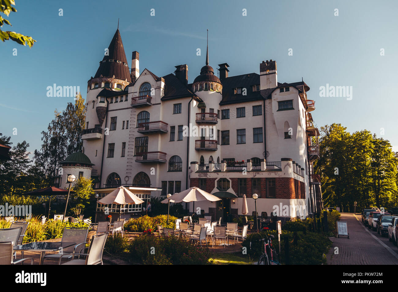Editorial 07.13.2018 Imatra Finland, Old castle in Imatra that acts as a hotel Stock Photo