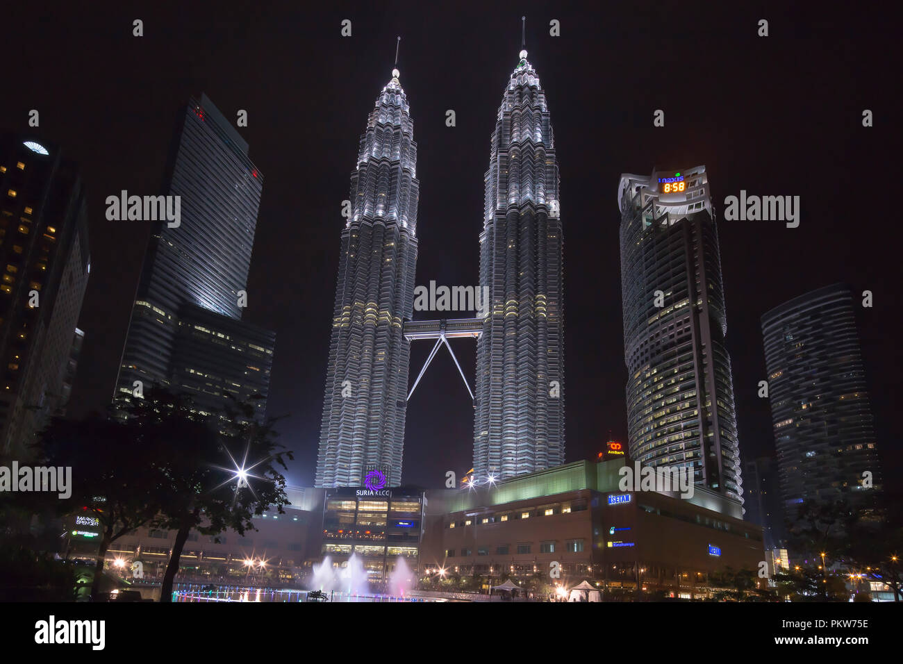 Petronas Towers at night, Kuala Lumpur. Malaysia. Stock Photo