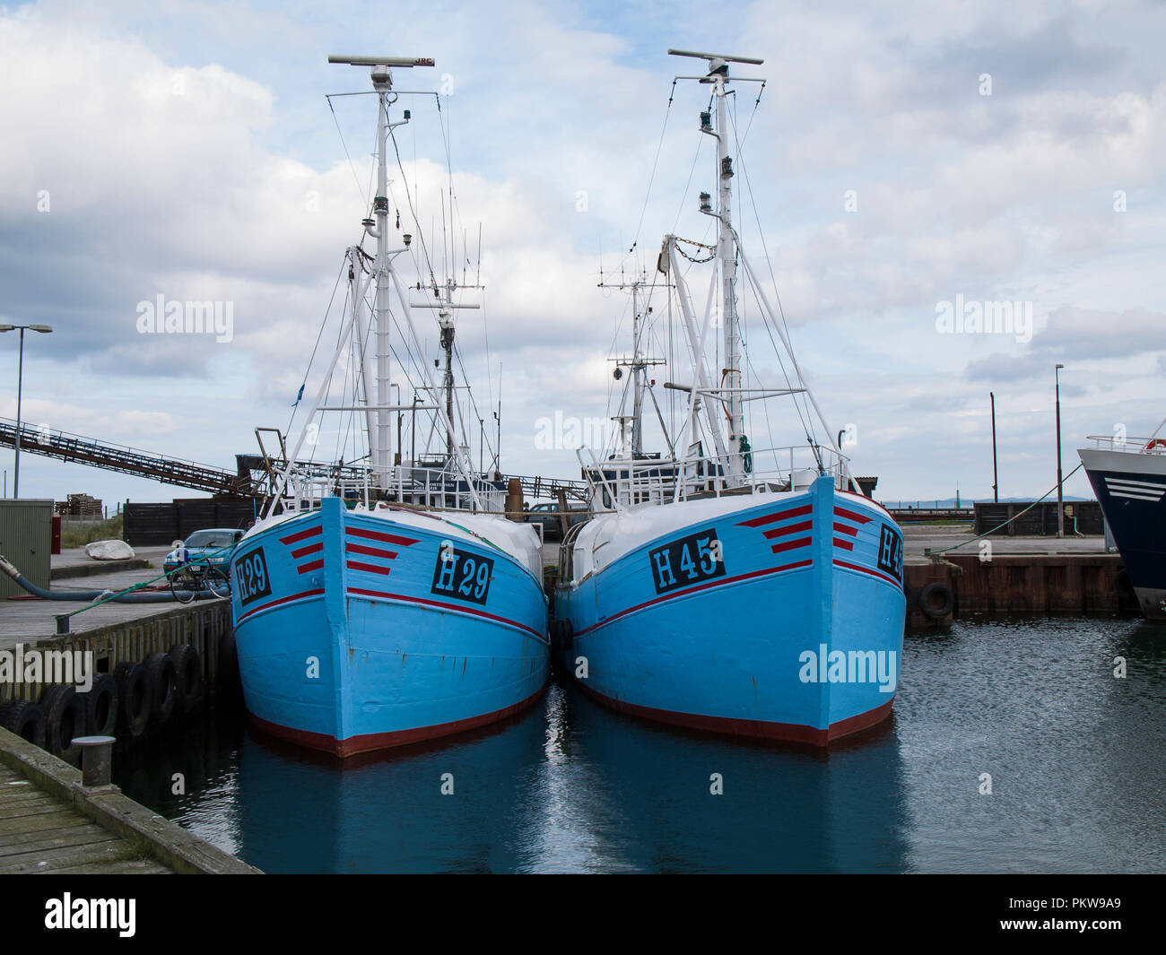Fishing smacks in the Fishing Port of Gilleleje, Denmark. Stock Photo