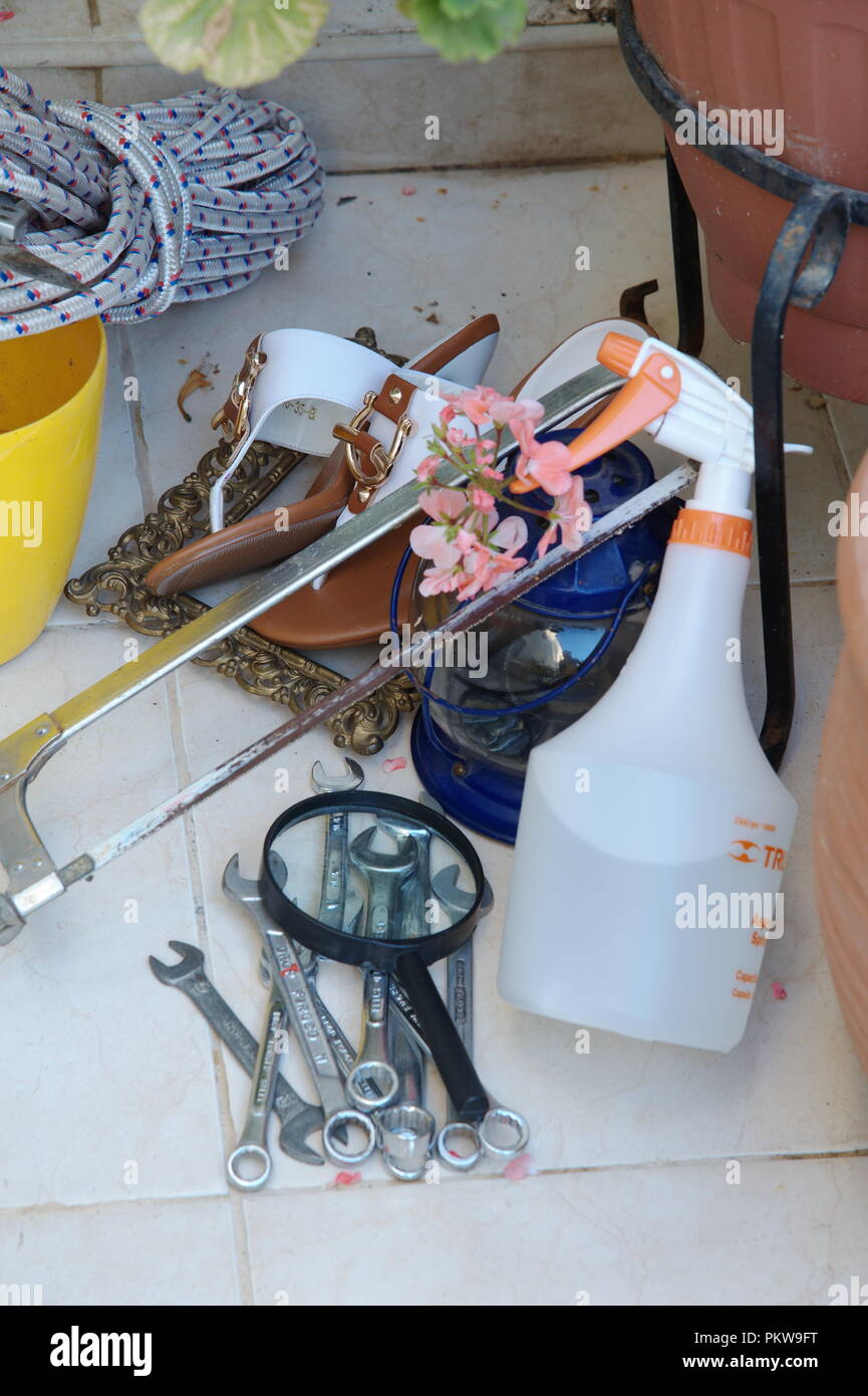 mix tools for gardening hobby Stock Photo Alamy