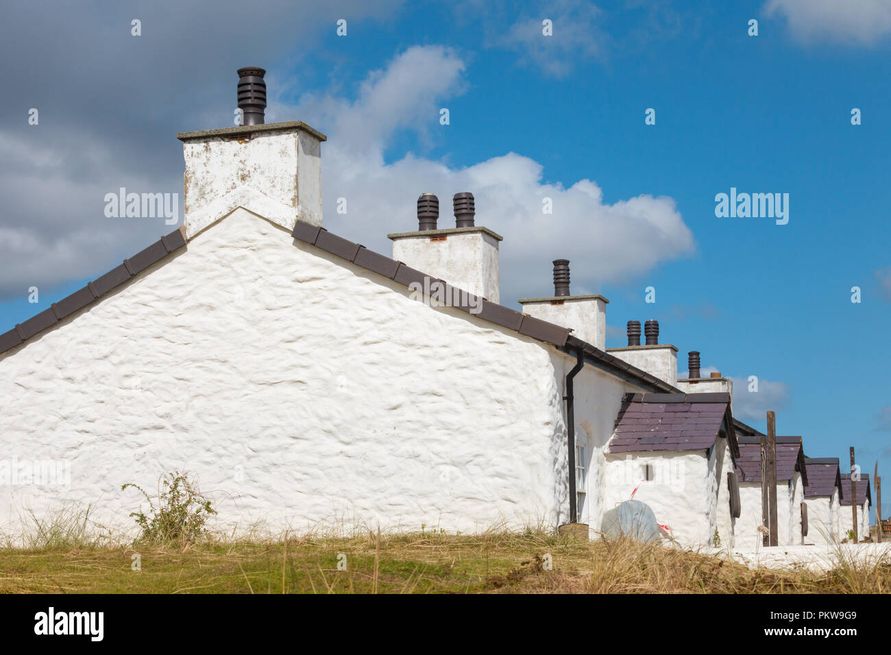 Pilots cottages, Ynys Llanddwyn, Anglesey, Wales UK Stock Photo