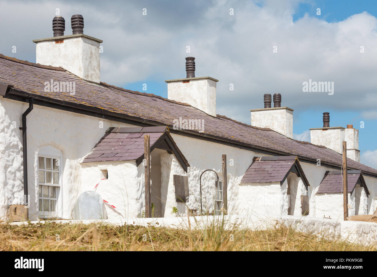 Pilots cottages, Ynys Llanddwyn, Anglesey, Wales UK Stock Photo