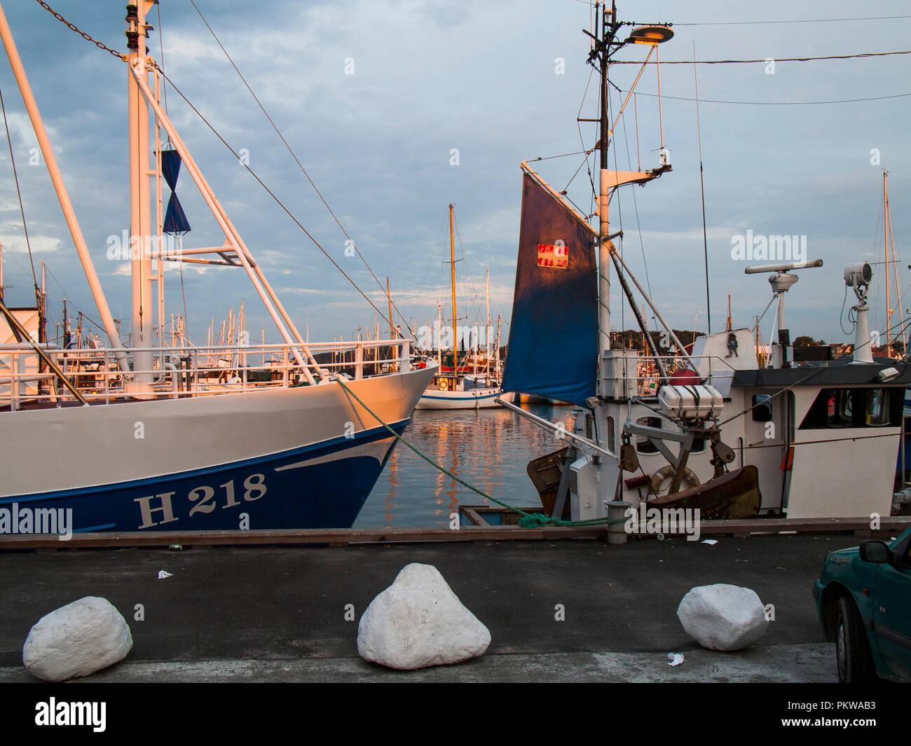 Idyllic Scene from the Fishing Port of Gilleleje, Denmark. Stock Photo