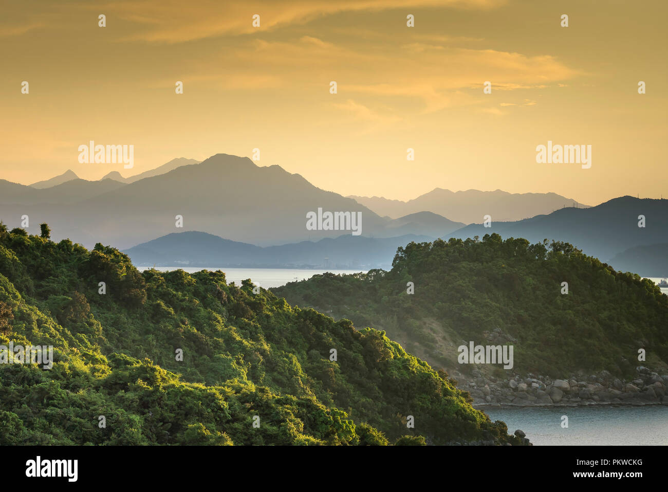 Sunset on Son Tra peninsula in Da Nang City, Vietnam Stock Photo