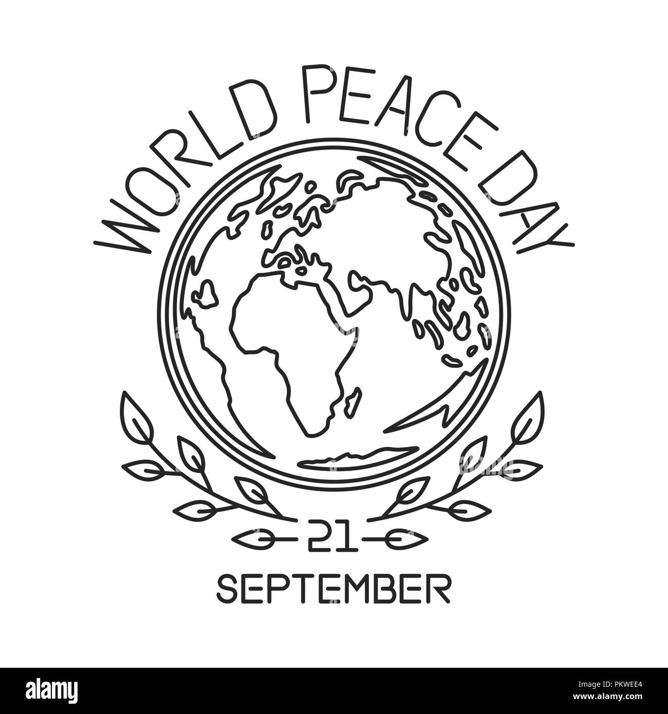World Peace Day line logo design. International Day of Peace. September 21. Vector illustration Stock Vector