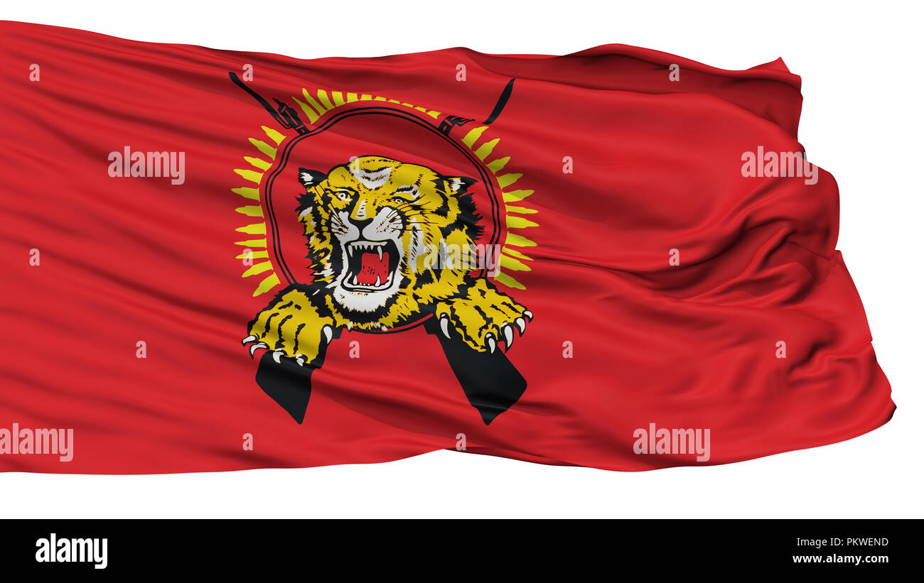 Tamil Tigers Flag, Isolated On White Background, 3D Rendering Stock Photo