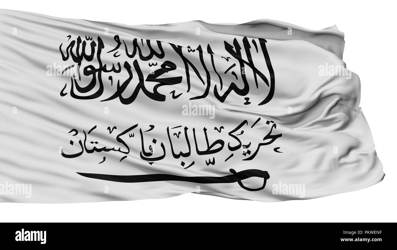 Tehrik I Taliban Flag, Isolated On White Background, 3D Rendering Stock Photo