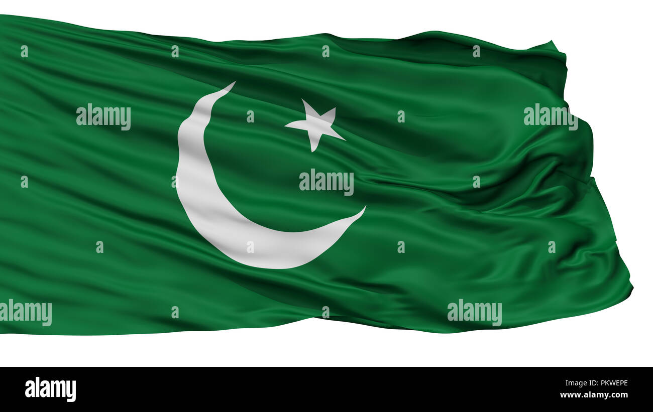 Pakistan Muslim League Flag, Isolated On White Background, 3D Rendering Stock Photo