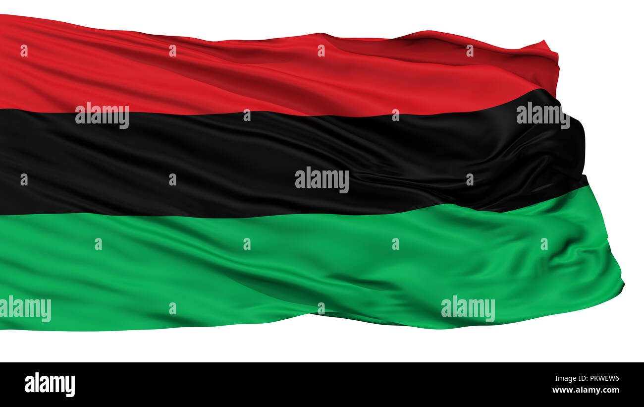 Panafrican Unia Afro American Black Liberation Flag, Isolated On White Background, 3D Rendering Stock Photo
