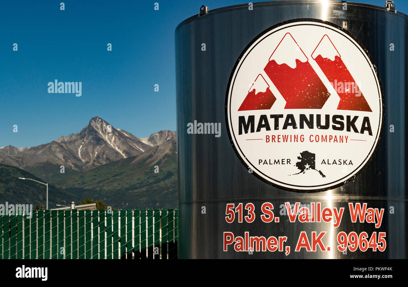 Palmer, Alaska, USA - July 22, 2018: Matanuska Brewing Company in summertime. Stock Photo