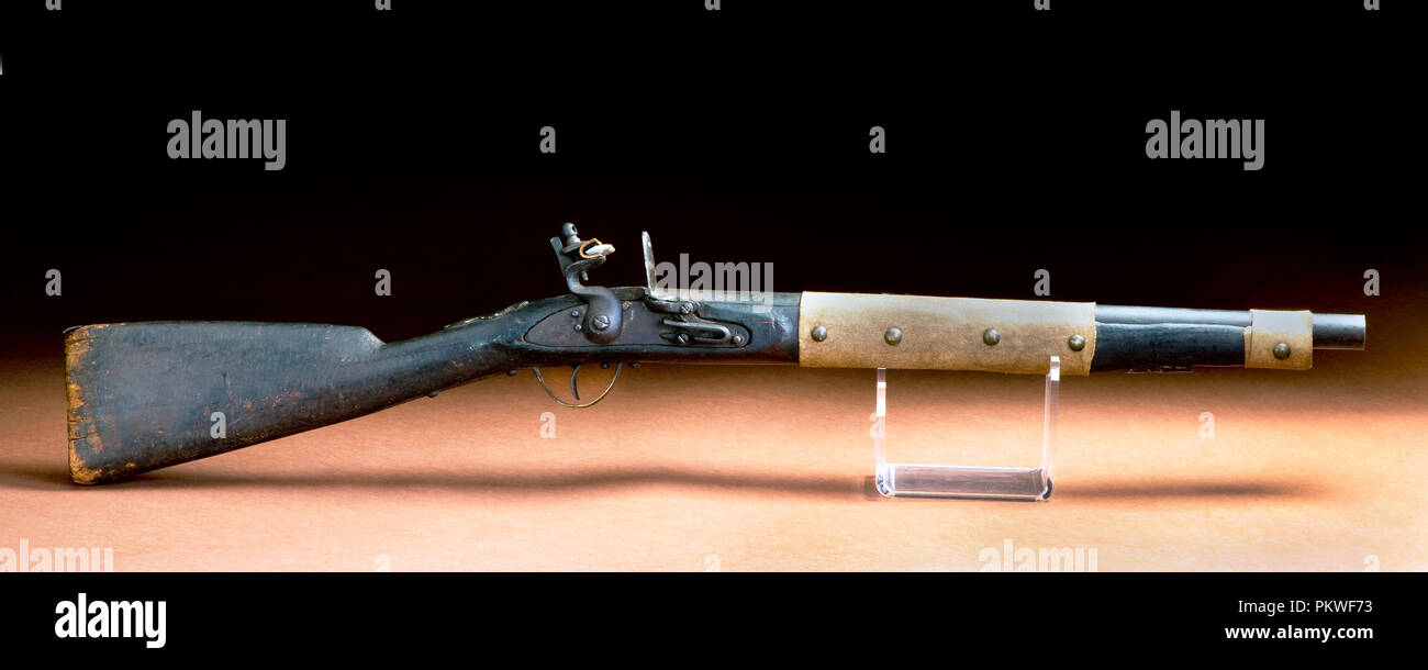 American flintlock rifle made around 1840 and used by American Indians