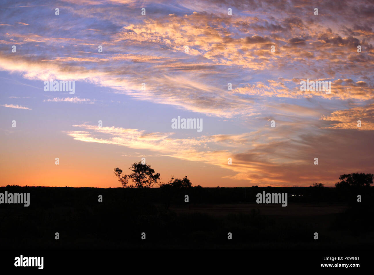 A sunset over the Cape Range National Park in Western Australia Stock Photo