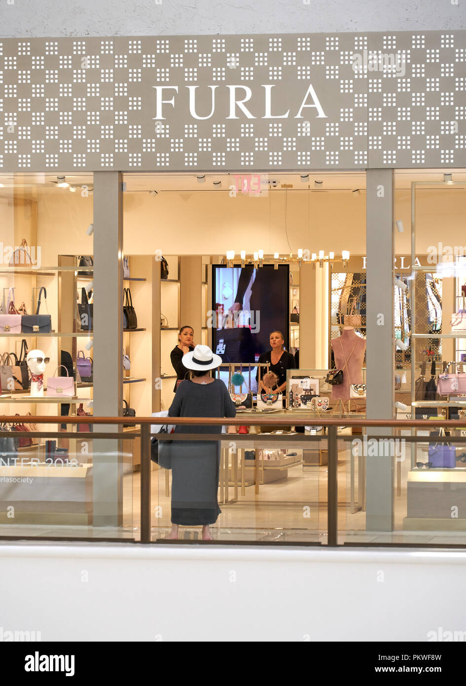 AVENTURA USA AUGUST 23 2018 Furla famous boutique in Aventura Mall. Furla is an Italian luxury company created by the Furlanetto family Stock Photo Alamy