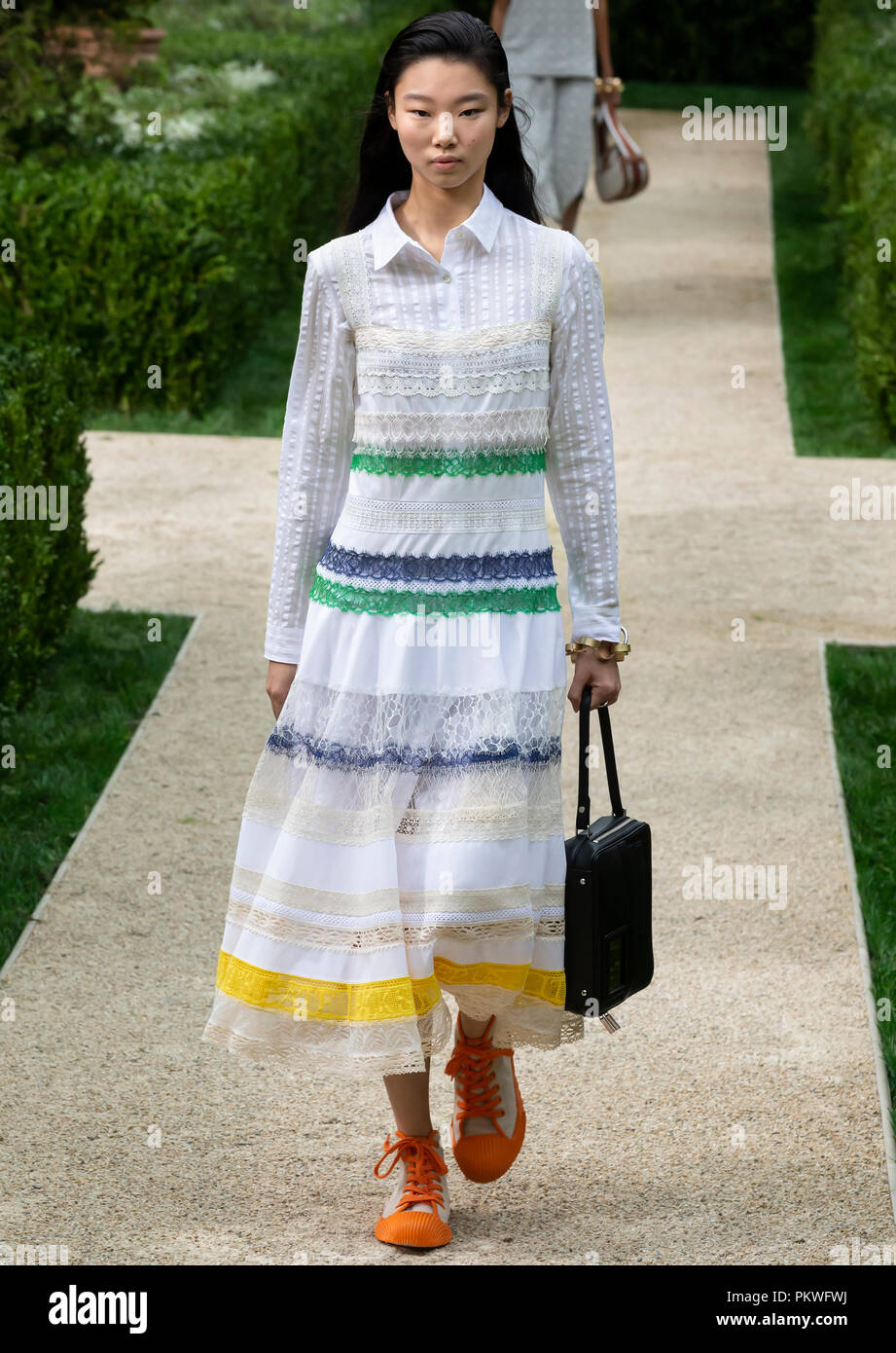NEW YORK, NY - September 07, 2018: Yoon Young Bae walks the runway at the Tory  Burch Spring Summer 2019 fashion show during New York Fashion Week Stock  Photo - Alamy