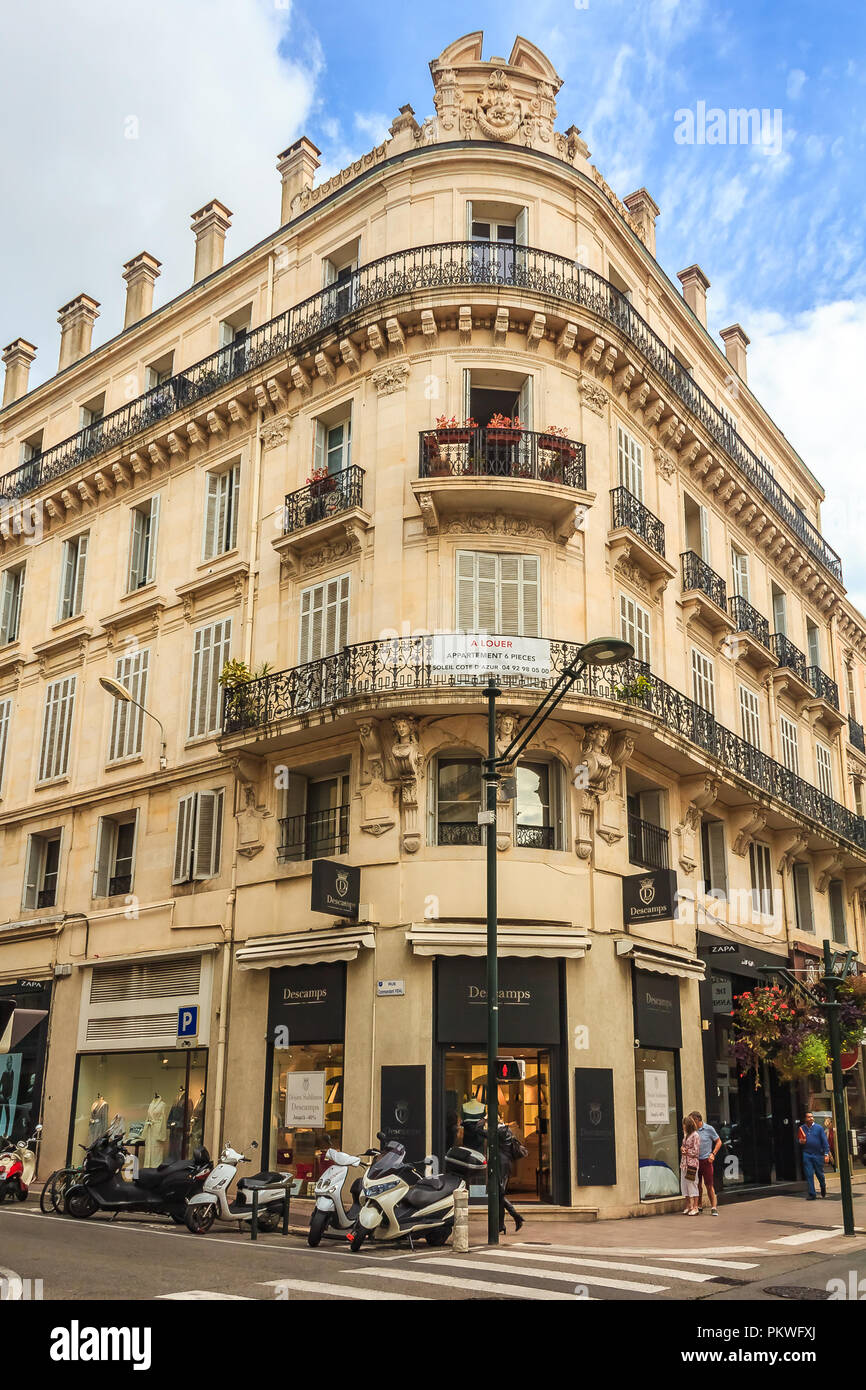 Cannes, France October 17, 2013 Ornate old baroque buildings in the