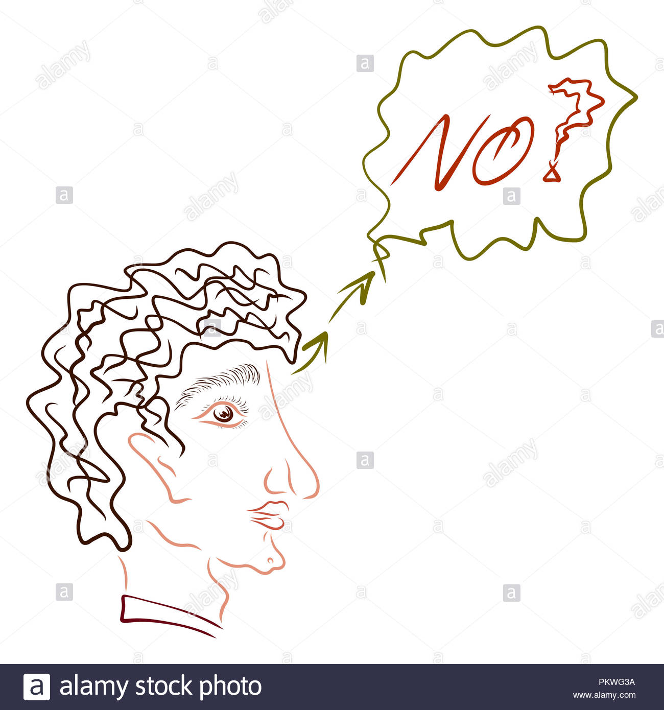 A Dubious Young Man With A Big Nose A Creative Sketch Stock